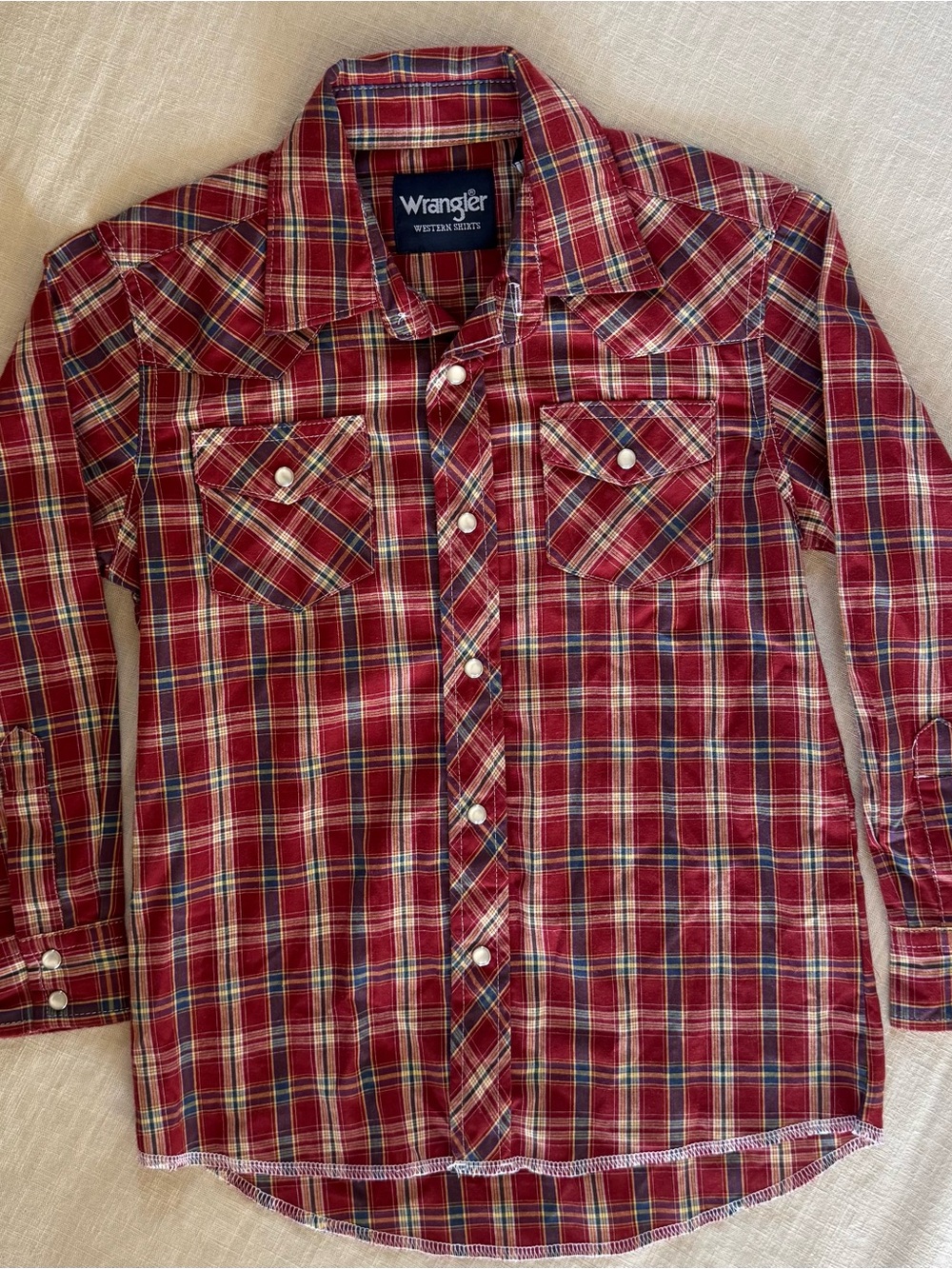 Wrangler Boy's Red Plaid Western Shirt